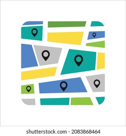 Map with map pointer or GPS icon