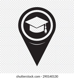 Map Pointer Graduation Cap Icon