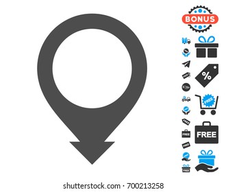 Map Pointer gray icon with free bonus icon set. Vector illustration style is flat iconic symbols.