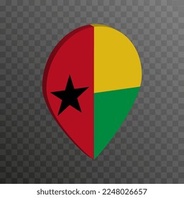 Map pointer with Guinea Bissau flag. Vector illustration.