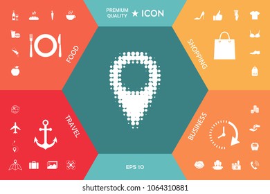 Map pointer halftone logo