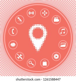 Map pointer halftone logo. Graphic elements for your design