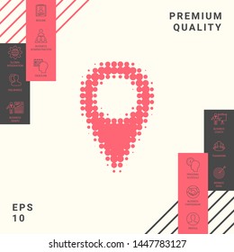 Map pointer halftone logo. Graphic elements for your design