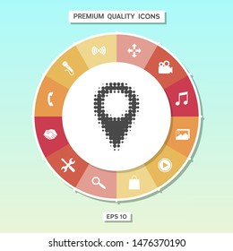 Map pointer halftone logo. Graphic elements for your design