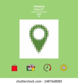 Map pointer halftone logo. Graphic elements for your design