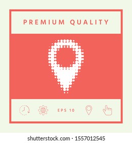 Map pointer halftone logo. Graphic elements for your design