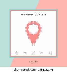 Map pointer halftone logo. Graphic elements for your design