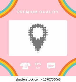 Map pointer halftone logo. Graphic elements for your design