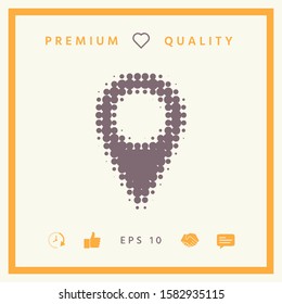 Map pointer halftone logo. Graphic elements for your design