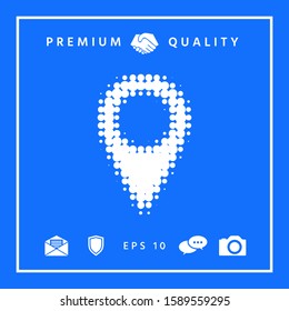 Map pointer halftone logo. Graphic elements for your design