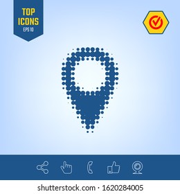 Map pointer halftone logo. Graphic elements for your design