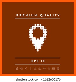 Map pointer halftone logo. Graphic elements for your design