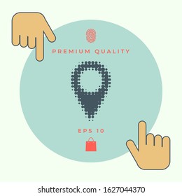 Map pointer halftone logo. Graphic elements for your design