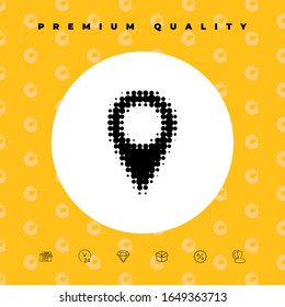 Logo de medio tono del puntero del mapa. Elementos gráficos para el diseño