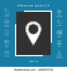 Map pointer halftone logo. Graphic elements for your design