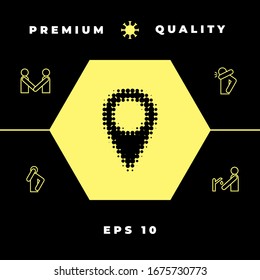 Map pointer halftone logo. Graphic elements for your design