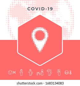 Map pointer halftone logo. Graphic elements for your design