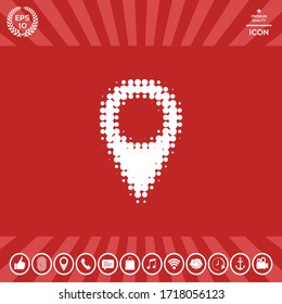 Map pointer halftone logo. Graphic elements for your design