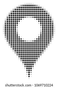 Map Pointer halftone vector pictogram. Illustration style is dotted iconic Map Pointer icon symbol on a white background. Halftone texture is circle points.