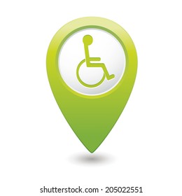Map pointer with handicap icon. Vector illustration