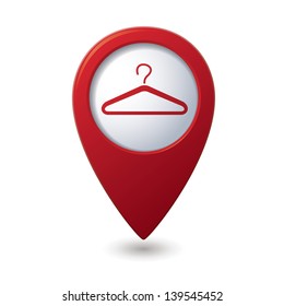 Map pointer with hanger icon.