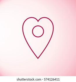 Map pointer with heart icon