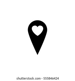 Map pointer with heart solid icon, Valentine's day location and love pin, love concept, vector graphics, a filled pattern on a white background, eps 10.