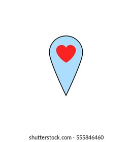 Map pointer with heart solid icon, Valentine's day location and love pin, love concept, vector graphics, a colorful linear pattern on a white background, eps 10.