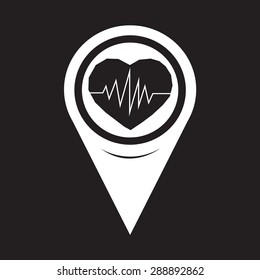 Map Pointer Heartbeat Icon