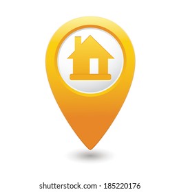 Map pointer with home icon. Vector illustration