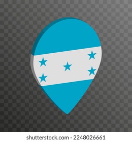Map pointer with Honduras flag. Vector illustration.