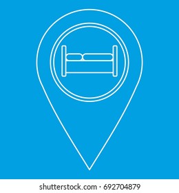 Map pointer with hotel sign icon blue outline style isolated vector illustration. Thin line sign