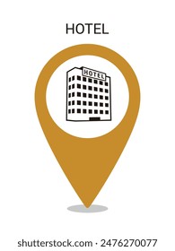 Map Pointer for Hotel, vector stock isolated on white background, eps