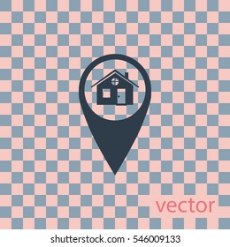 Map pointer with house