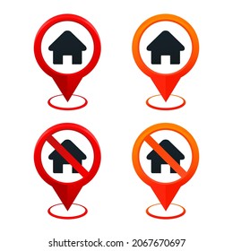 Map pointer with house icon. Home pin location. Illustration vector