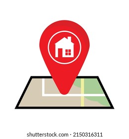 Map pointer house icon, home gps - map pointer, map pin icon - arrow pin, compass location. vector illustration