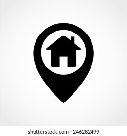 Map pointer house Icon Isolated on White Background