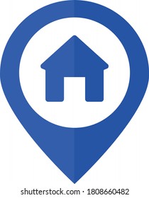 Map pointer with house image. real state cartoon home gps - map pointer, map pin icon - Home arrow pin, compass location