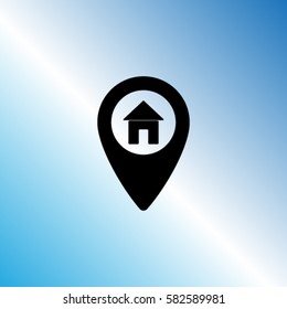 Map pointer house sign icon, Home location marker vector illustration