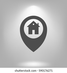Map pointer house sign icon, Home location marker vector illustration