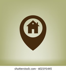 Map pointer house sign icon, Home location marker vector illustration
