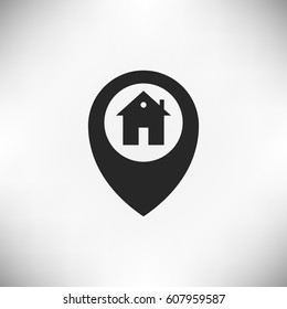 Map pointer house sign icon, Home location marker vector illustration