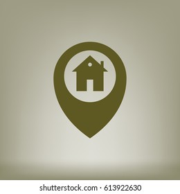 Map pointer house sign icon, Home location marker vector illustration