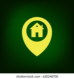 Map pointer house sign icon, Home location marker vector illustration