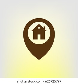 Map pointer house sign icon, Home location marker vector illustration