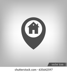 Map pointer house sign icon, Home location marker vector illustration