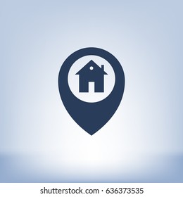 Map pointer house sign icon, Home location marker vector illustration