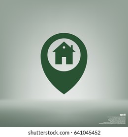 Map pointer house sign icon, Home location marker vector illustration