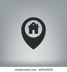 Map pointer house sign icon, Home location marker vector illustration