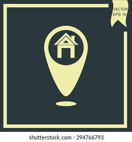 map pointer house vector icon